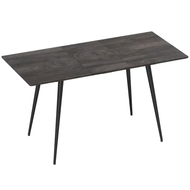 Matbord Utdragbart Grå MDF och Stål Bord med Iläggsskiva Mörkgrått
