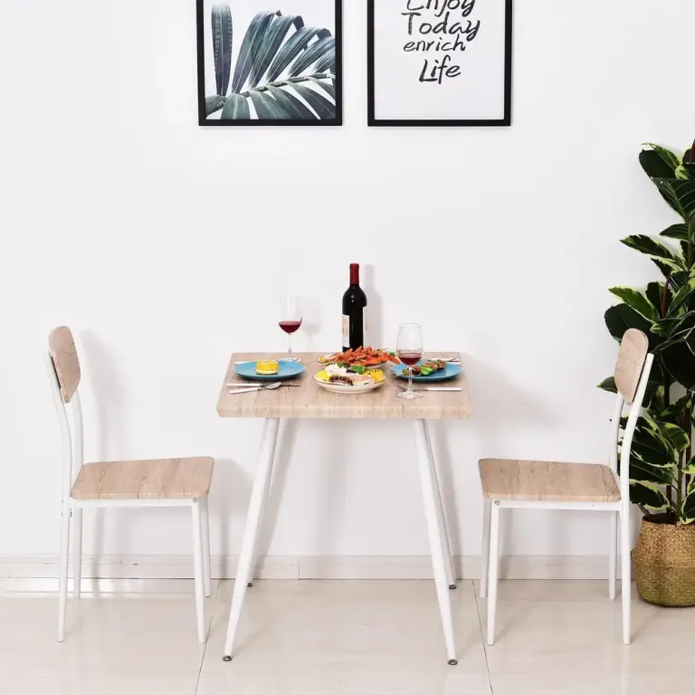 Matgrupp 3 Delar med Matbord och 2 Stolar, Natur Personer
