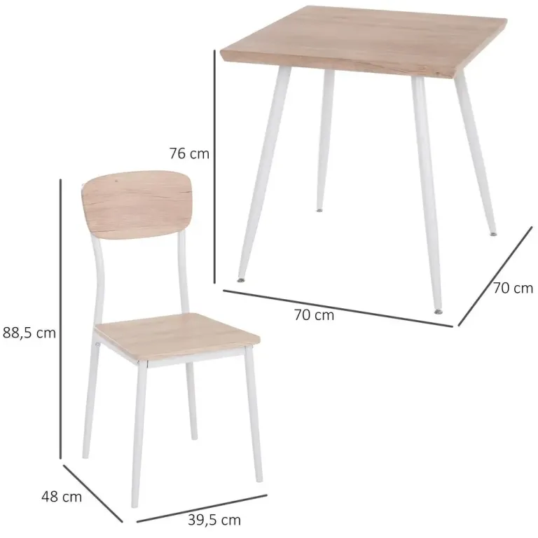 Matgrupp 3 Delar med Matbord och 2 Stolar, Natur Personer