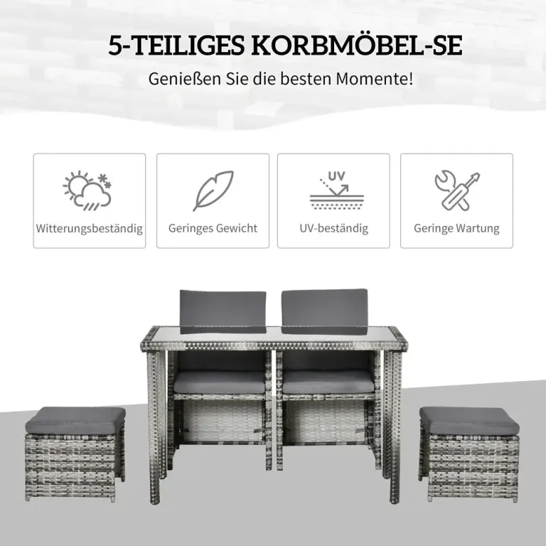 Matgrupp i Konstrotting 4 Personer Komplett Trädgårdsgrupp Utegrupp