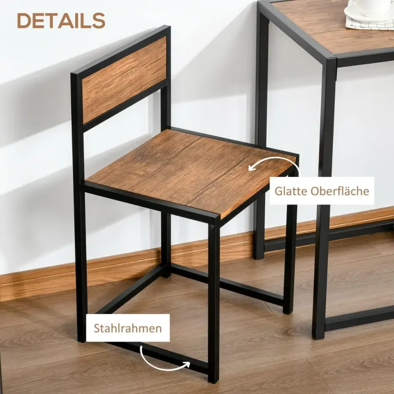 Matgrupp Matbordsset Natur av Metall och Trä för Små Rum Barbord