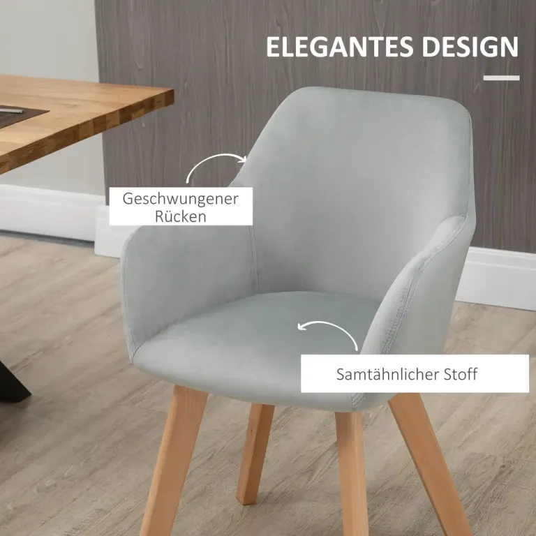Matsalsstolar Köksstolar Set om 2 Grå av Tyg Matstolar Pack Modern