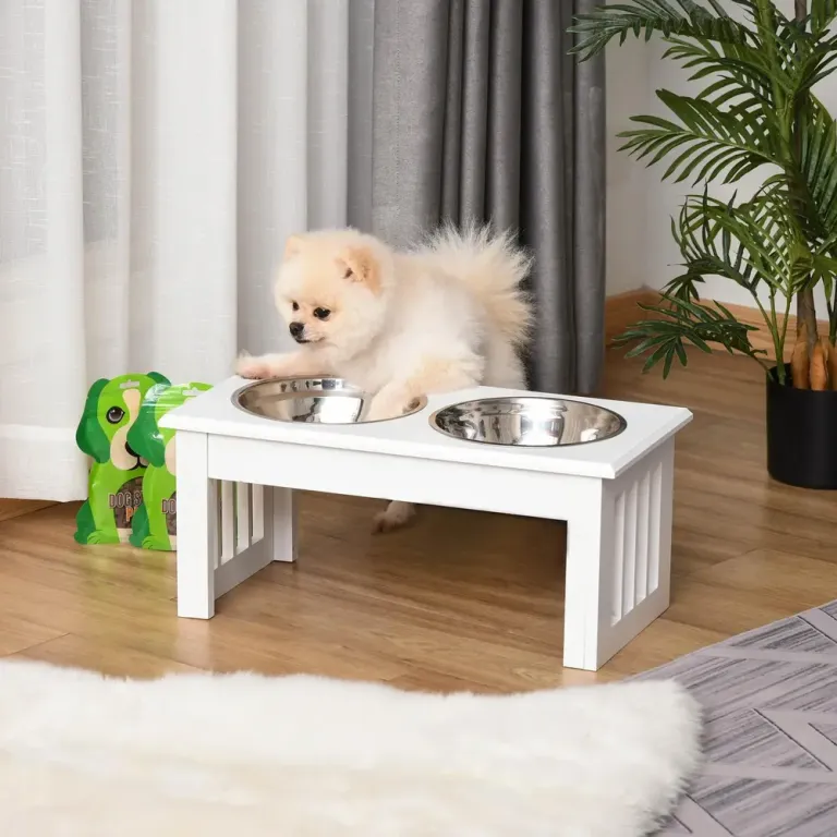 Matstation för Hund Prisvärd Vit 44 x 24 x 15 cm