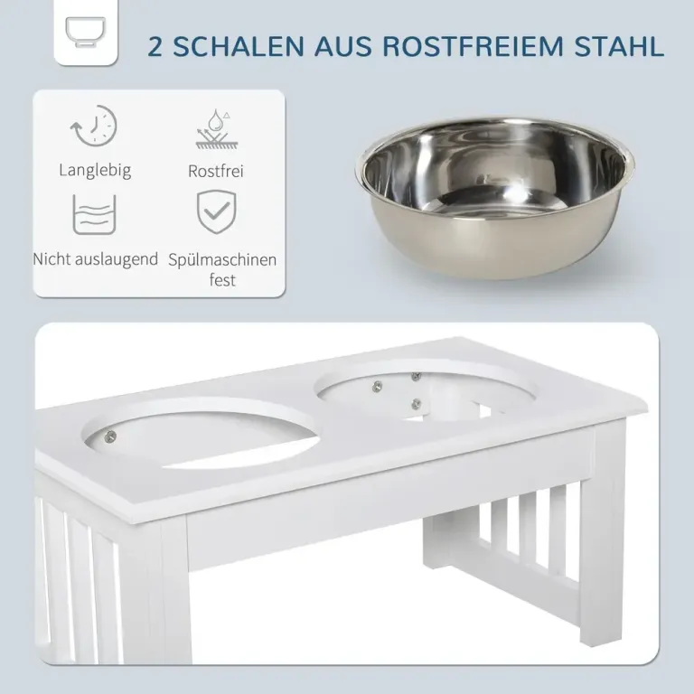 Matstation för Hund Prisvärd Vit 44 x 24 x 15 cm