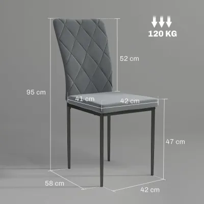 Matstolar Köksstolar Set om 4 Mörkgrå av Sammetslook Pack Metallben