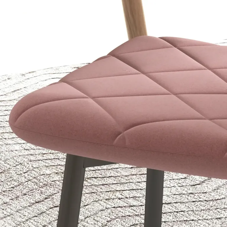 Matstolar Set 4 Köksstolar i Sammetslook, Rosa Pack