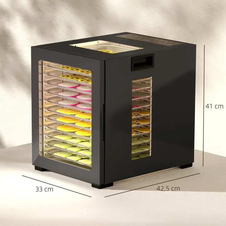 Mattorkare och Frukttork 850 w med Timer 40-70°C, Svart Rostfria