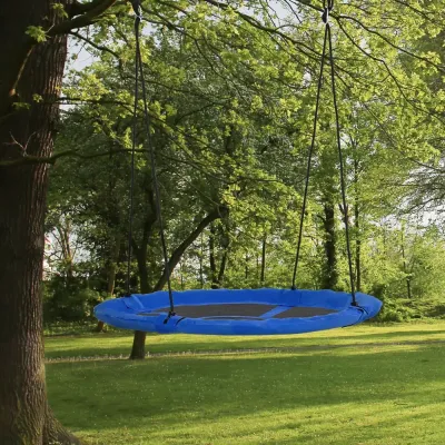 Bogunga Utomhusgunga Blå av Stål och Tyg för Barn 110 cm