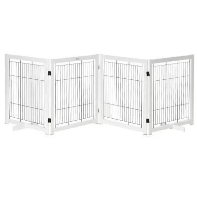 Hundgrind i 4 Sektioner Vikbar 305 x 35,5 x 82 cm