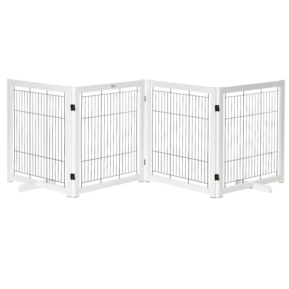 Hundgrind i 4 Sektioner Vikbar 305 x 35,5 x 82 Cm