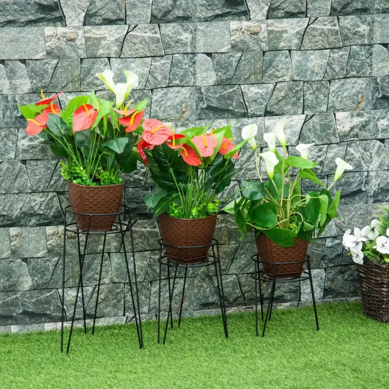 Blomställ i Metall 3-Pack Dekorativa Växtställ 16 cm