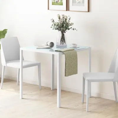 Matbord Vit av Härdat Glas 75 x 75 x 75 cm