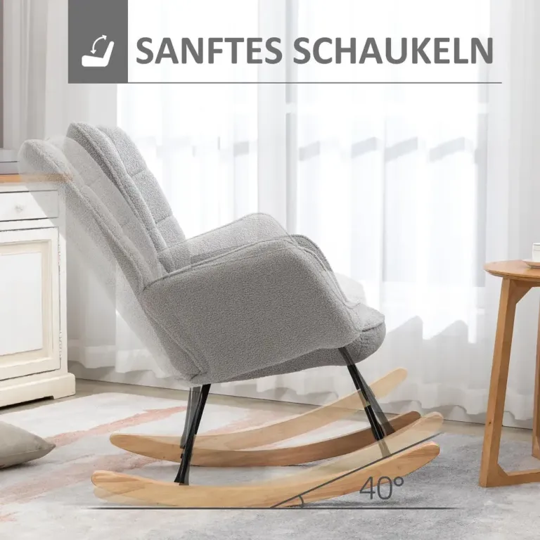 Gungstol Relaxstol Accentstol Ljusgrå 71 x 92 x 101 cm