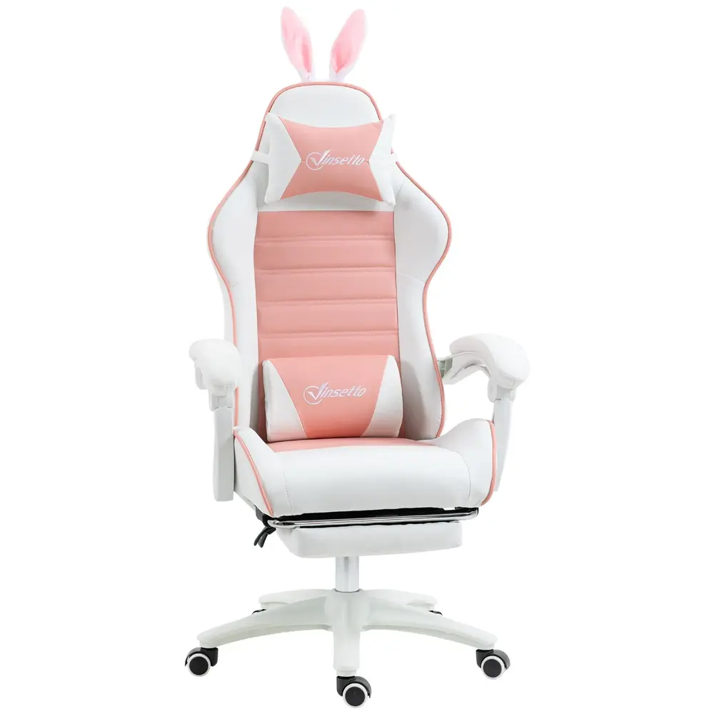 Ergonomisk Gamingstol med Svankstöd Fotstöd och Bunny