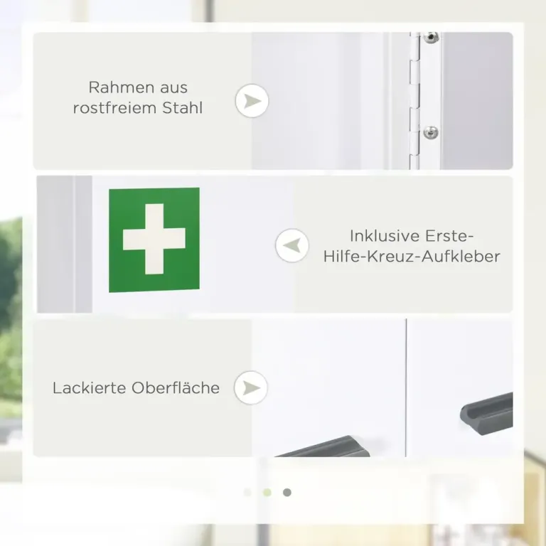 Medicinskåp 6 Invändiga Fack Låsbart, Vit Innerfack Robust