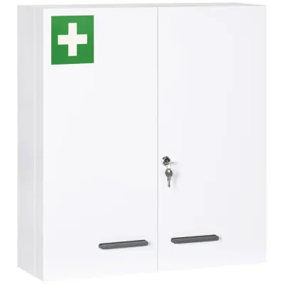 Medicinskåp 6 Invändiga Fack Låsbart, Vit Innerfack Robust
