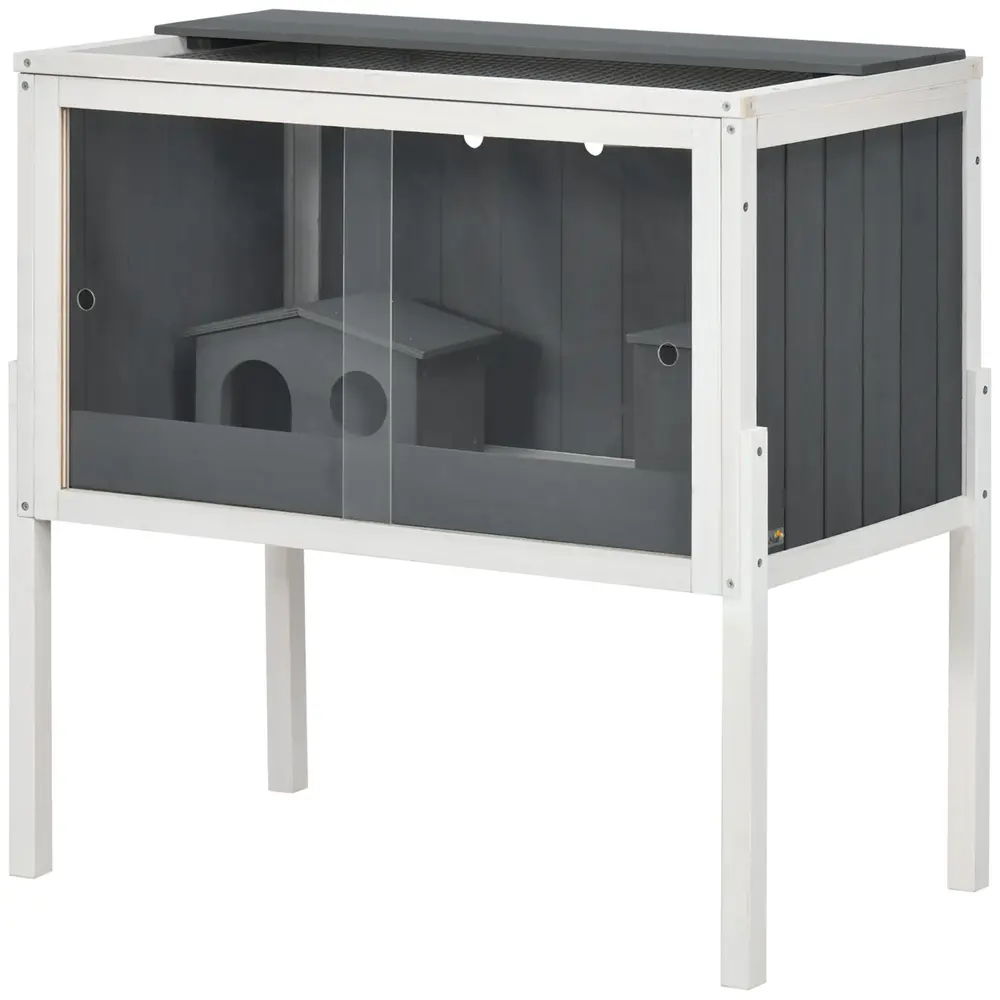 Hamsterbur Gnagarbur 2 Hyddor Grå 82 x 45 x 81 Cm