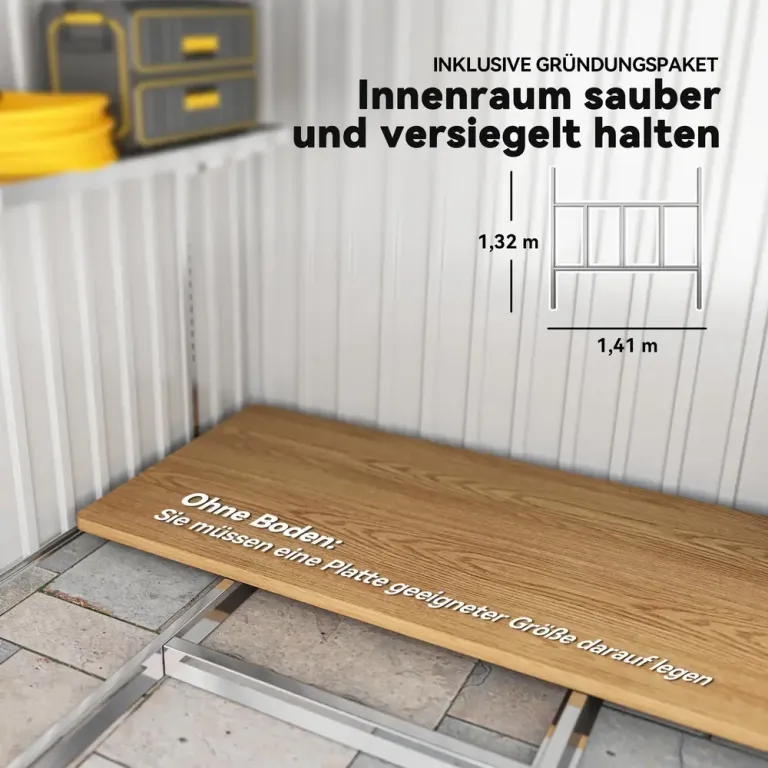 Metallredskapsbod med Takfundament Galvaniserat Stål Hyllor