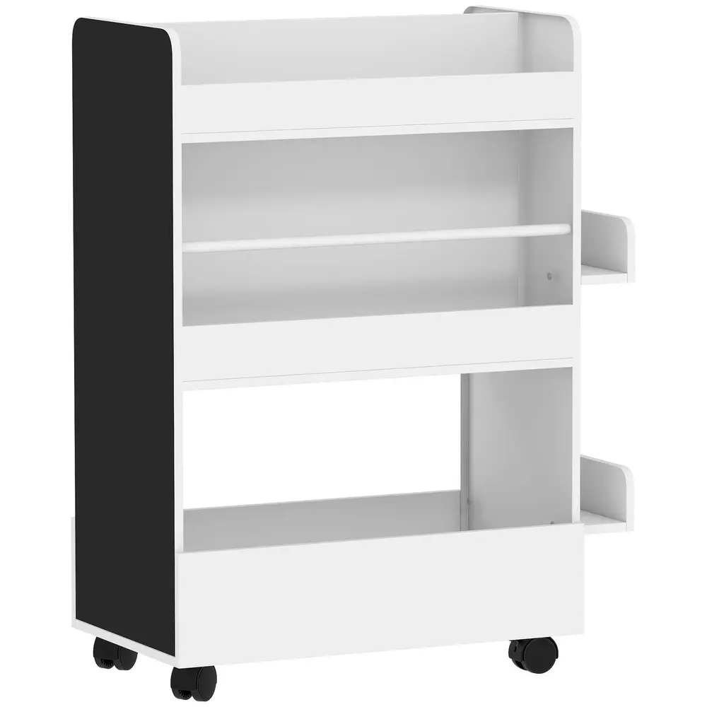 Bokhylla Barn med Hjul Vit Trä och MDF för Barnrum 86 Cm