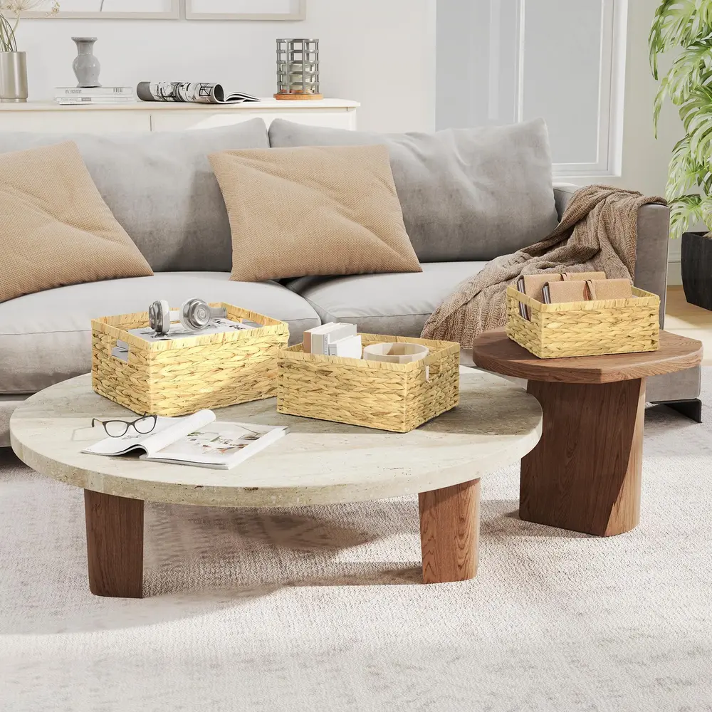 Förvaringskorgar Hyllkorgar Set Om 3 Vävda 40 x 30 x 18 Cm