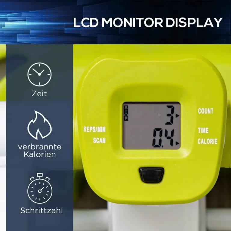 Mini-Stepper med LCD-Display och Hydraulik, Vit och Gul
