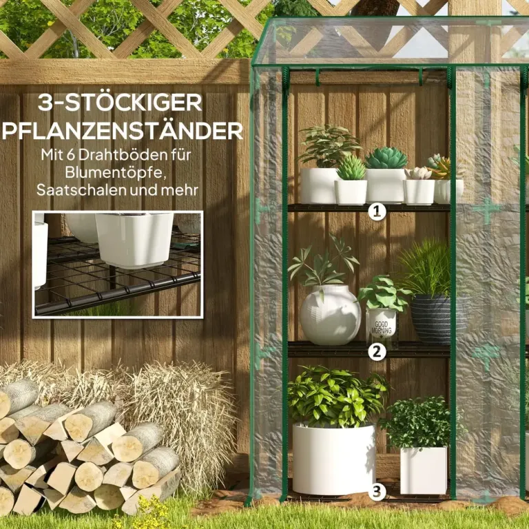 Mini-växthus 3 Våningar 6 Trådhyllor Samt 2