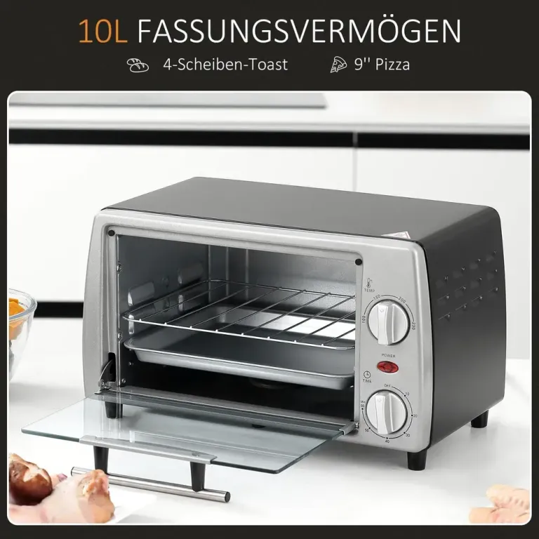 Minigrill och Ugn 10 l Kompakt Bordsugn Miniugn Brödrost Bakar