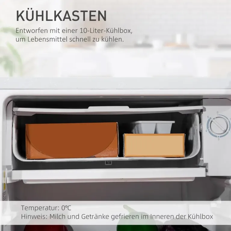 Minikylskåp Prisvärd Vit Stål med Frysfack och Hyllor Tyst Kompakt