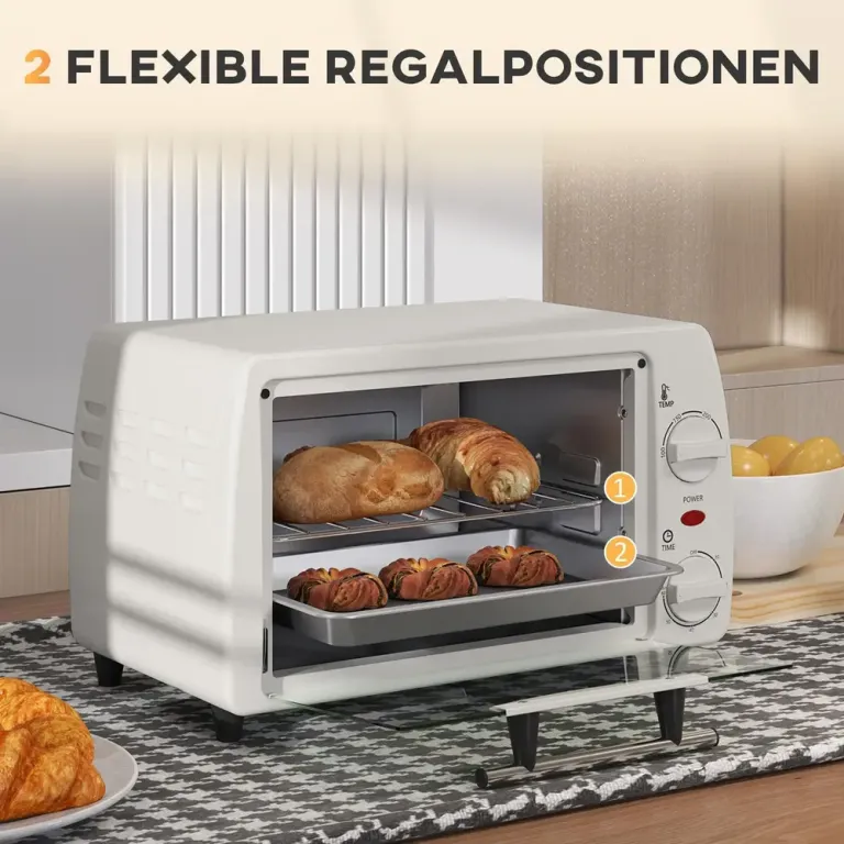 Miniugn Liten Ugn Elektrisk Krämvit Brödrost Timer