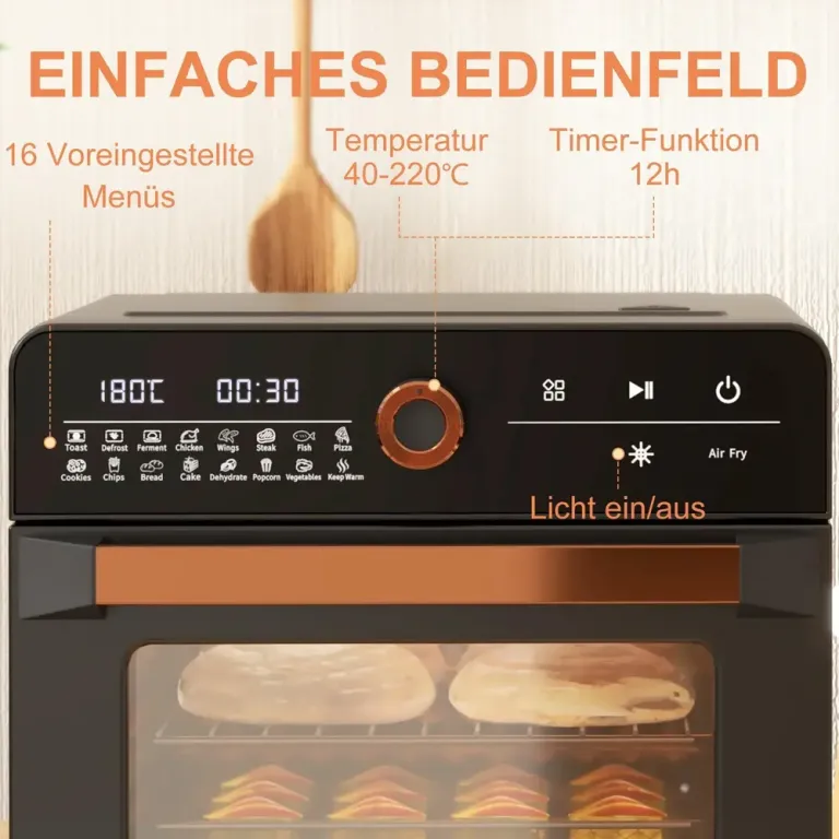 Miniugn och Varmluftsfritös 20 l med Timer och Grill, Svart