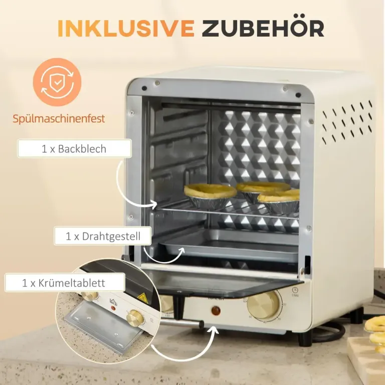Minugn med Varmluft 15 l Kompakt Bordsugn med Timer Miniugn Pizzaugn