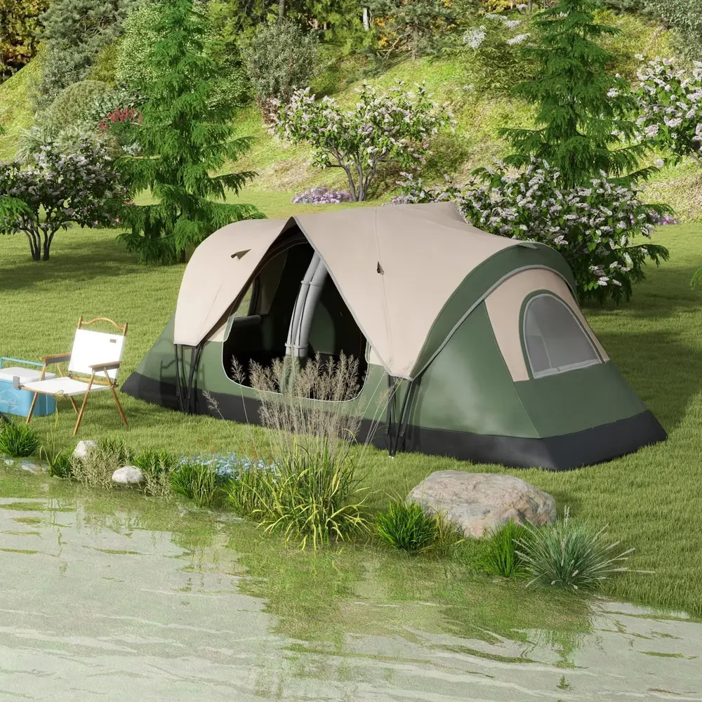 Campingtält Tunneltält för 8 Personer Mörkgrön av Polyester