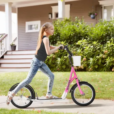 Sparkcykel för Barn med Korg och Broms Rosa