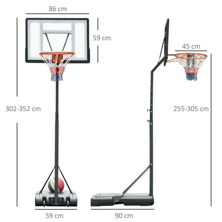Mobil Basketstativ Basketkorg -352 cm Mobilt Basketställ