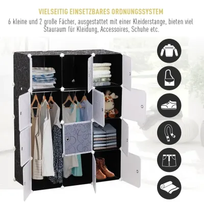 Modulär Garderob med Klädstång Flexibelt Hyllsystem Plast