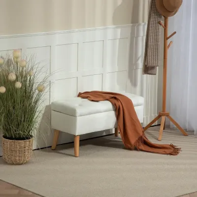 Bänk Sängbänk Vit av Sammetslook 102 x 35 x 43 cm