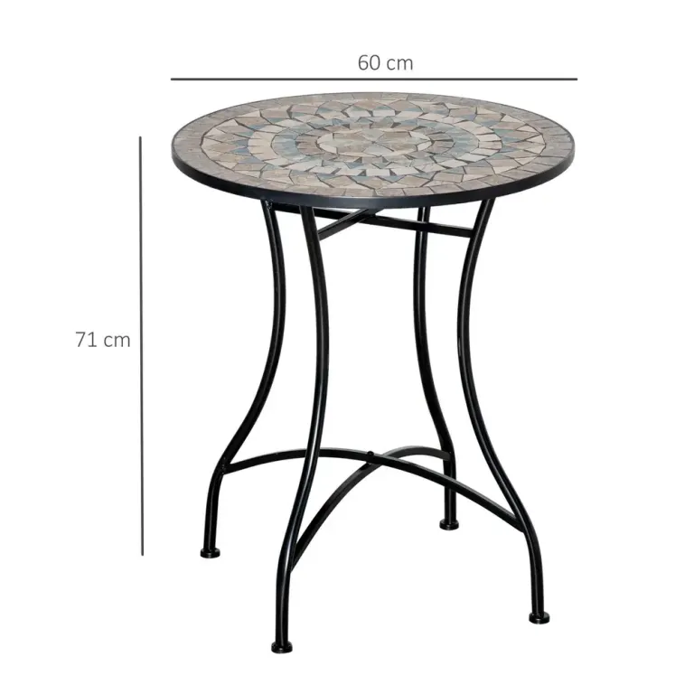 Mosaikbord Runt Bistrobord med Keramikplatta 60 cm