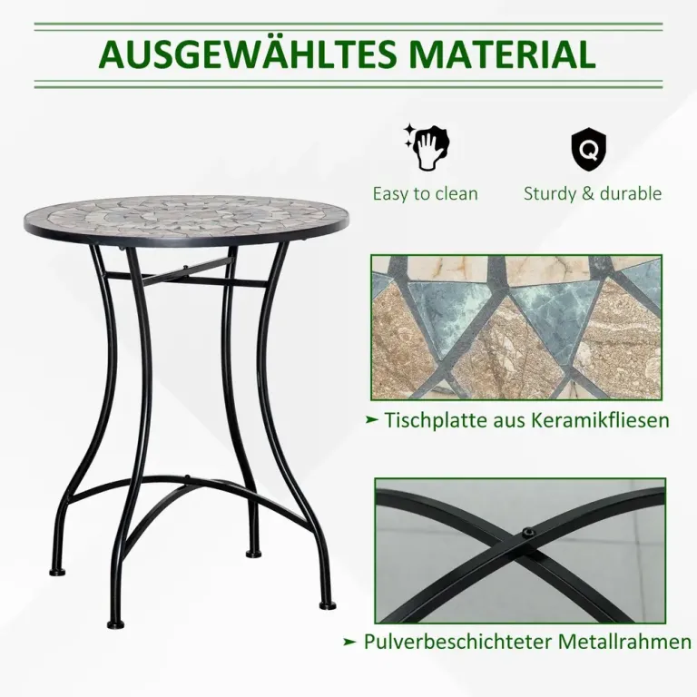 Mosaikbord Runt Bistrobord med Keramikplatta 60 cm