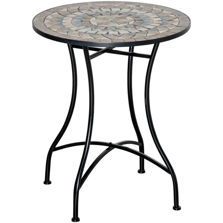 Mosaikbord Runt Bistrobord med Keramikplatta 60 cm