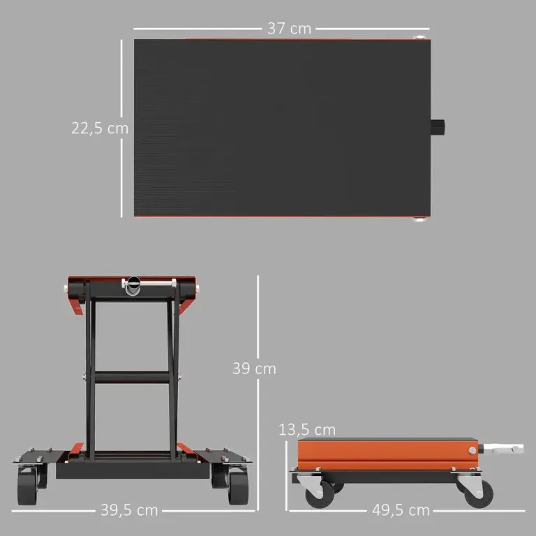 Motorcykellyft 500 kg, Höjdjusterbar 13,5–39 cm, Orange
