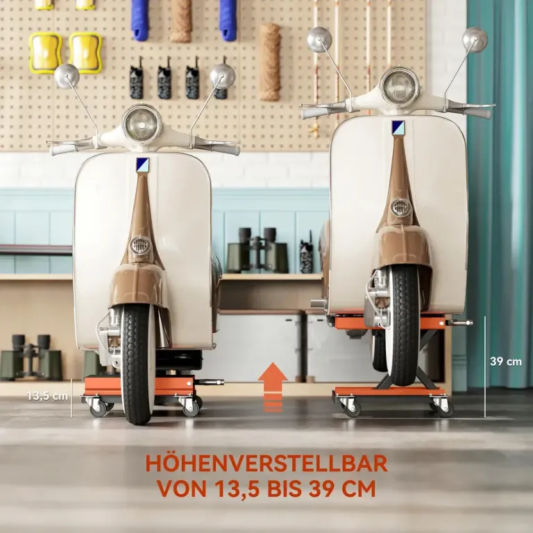 Motorcykellyft 500 kg, Höjdjusterbar 13,5–39 cm, Orange