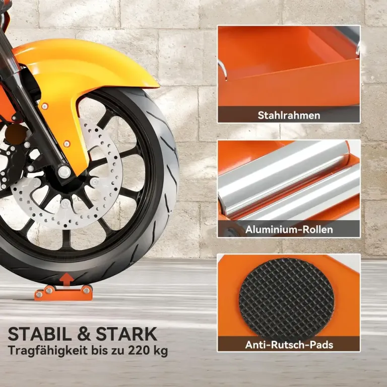 Rullstativ för Motorcykel och Hjulrengöring, Orange Kompakt Rullramp