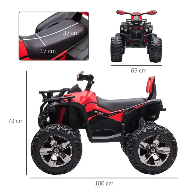 Elektrisk Fyrhjuling för Barn 6 v Röd ATV med LED