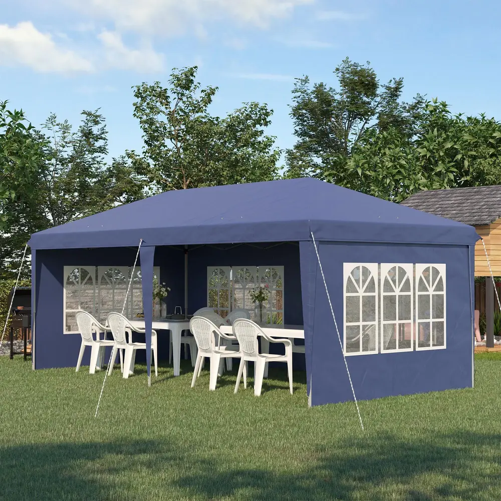Paviljong Partytält Blå av Oxford Tyg 2,95 x 5,85 M