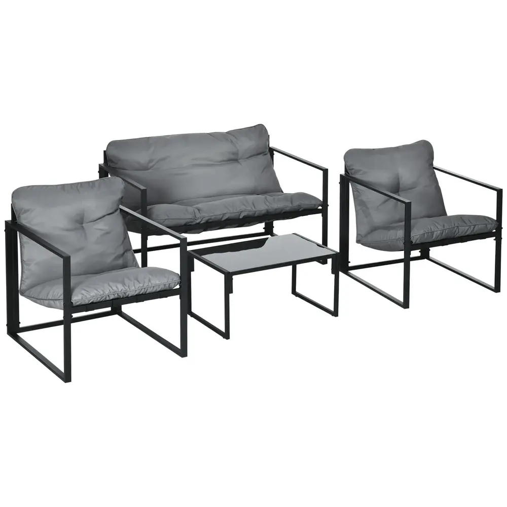 Trädgårdsmöbelset 1 Glasbord 2 Fåtöljer 114 x 70 x 67 Cm