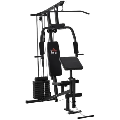 Multigym med Latdrag och 45 kg Vikter, Svart Kraftstation Pulldown