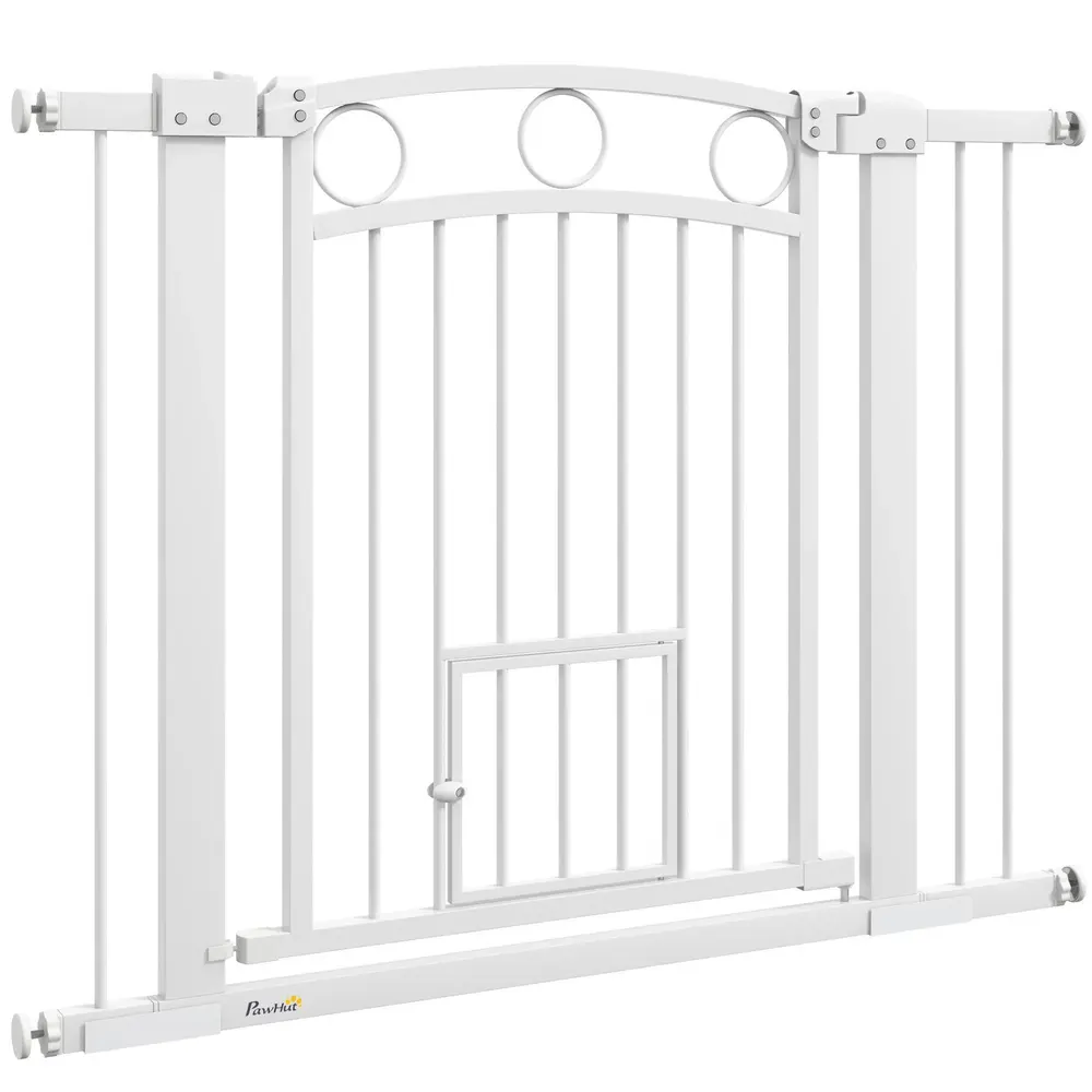 Säkerhetsgrind Trappgrind Vit av Stål för 76-104 Cm