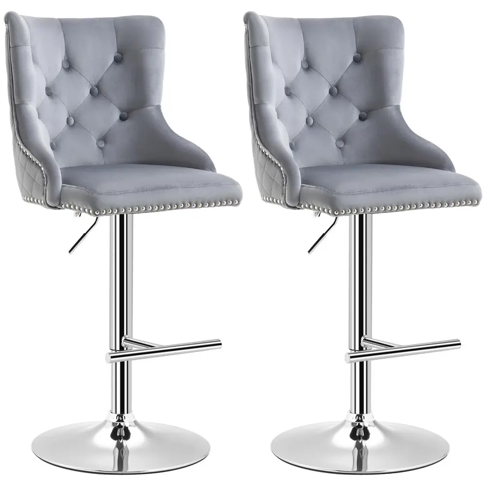Barstolar i Sammet 2-Pack Snurrbara 46 x 55 x 102-123 Cm