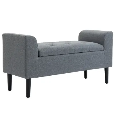Bänk Förvaringsbänk Stoppad Pall 116 x 44 x 58 cm, Svart