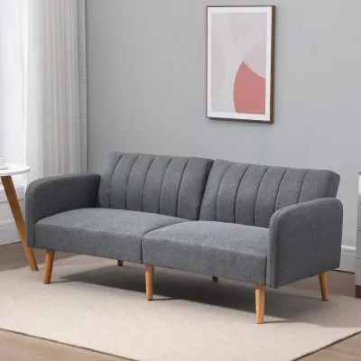 Bäddsoffa 2-Sits i Linnetyg Kompakt Soffa 173 x 75 x 73 cm